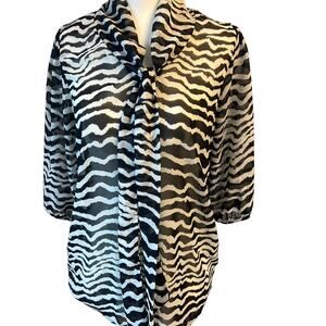 Anthropologie Sparrow sheer black white 3/4 sleeve women’s top #mobwife